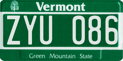 VT license plate ZYU086