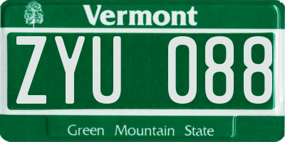 VT license plate ZYU088