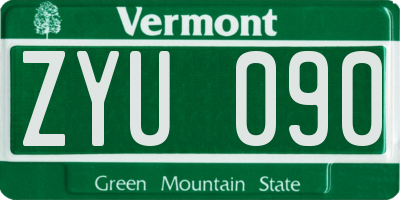 VT license plate ZYU090