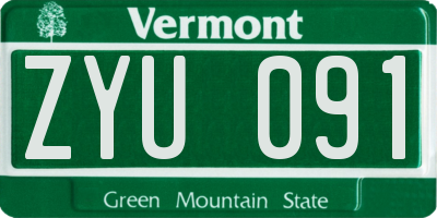 VT license plate ZYU091