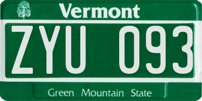 VT license plate ZYU093