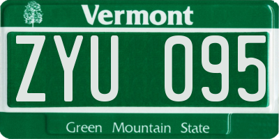 VT license plate ZYU095