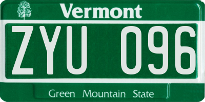 VT license plate ZYU096