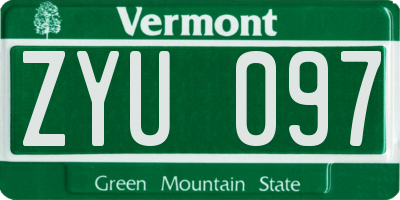 VT license plate ZYU097