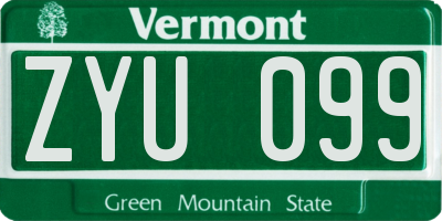 VT license plate ZYU099