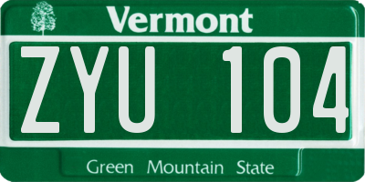 VT license plate ZYU104