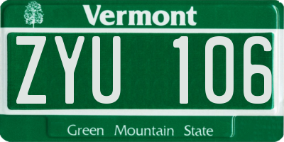 VT license plate ZYU106