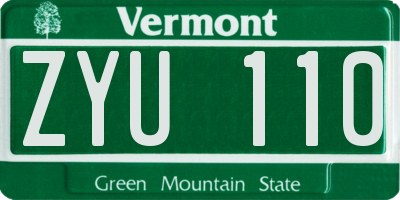 VT license plate ZYU110
