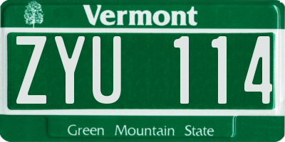 VT license plate ZYU114
