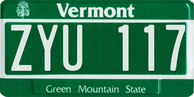 VT license plate ZYU117