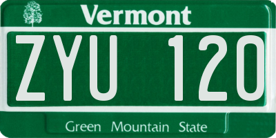 VT license plate ZYU120