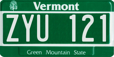 VT license plate ZYU121
