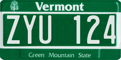 VT license plate ZYU124