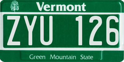 VT license plate ZYU126
