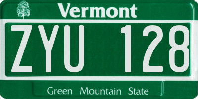VT license plate ZYU128