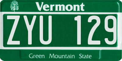 VT license plate ZYU129
