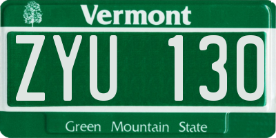 VT license plate ZYU130