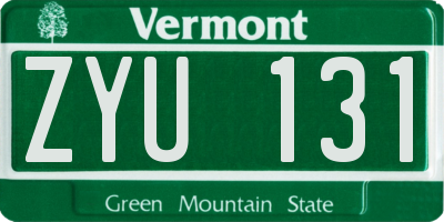 VT license plate ZYU131