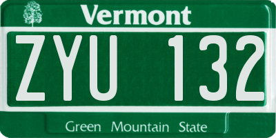 VT license plate ZYU132