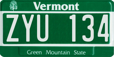 VT license plate ZYU134