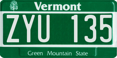 VT license plate ZYU135