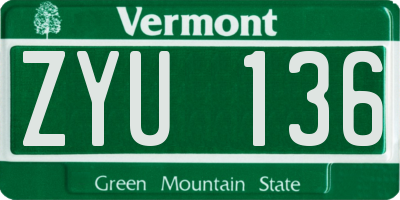 VT license plate ZYU136