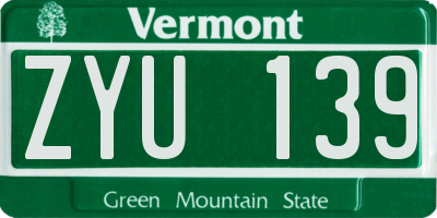 VT license plate ZYU139