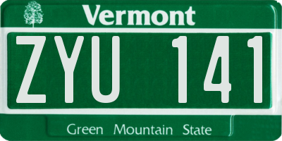 VT license plate ZYU141