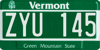VT license plate ZYU145