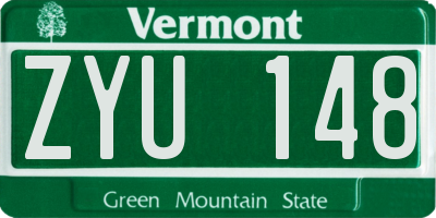 VT license plate ZYU148