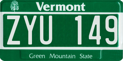 VT license plate ZYU149