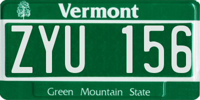 VT license plate ZYU156