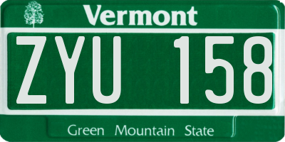 VT license plate ZYU158
