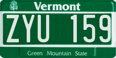 VT license plate ZYU159