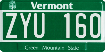 VT license plate ZYU160