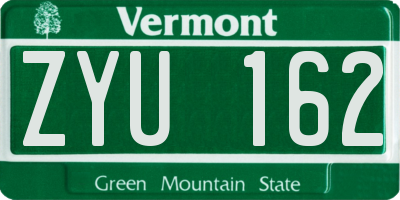 VT license plate ZYU162