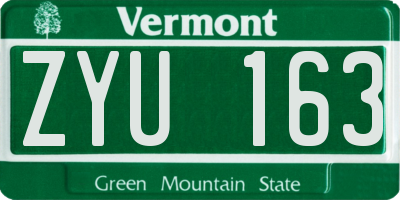 VT license plate ZYU163