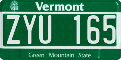 VT license plate ZYU165