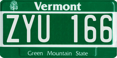 VT license plate ZYU166