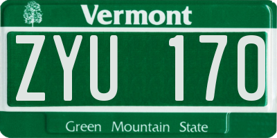 VT license plate ZYU170