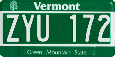 VT license plate ZYU172