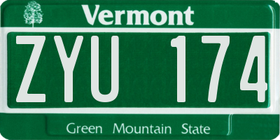 VT license plate ZYU174