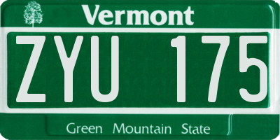 VT license plate ZYU175
