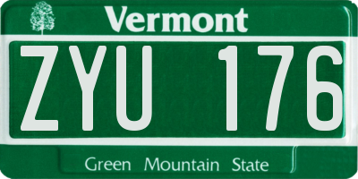 VT license plate ZYU176