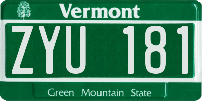 VT license plate ZYU181