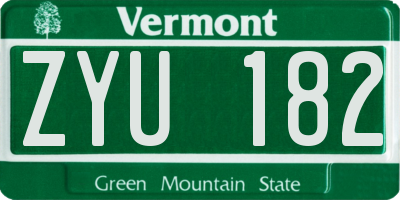 VT license plate ZYU182