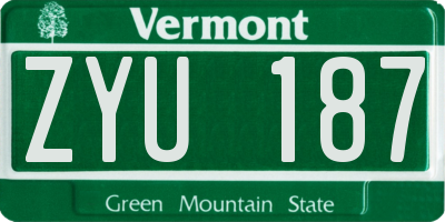 VT license plate ZYU187
