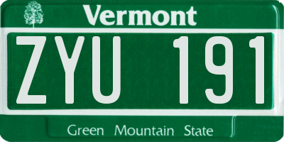 VT license plate ZYU191