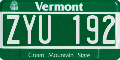 VT license plate ZYU192