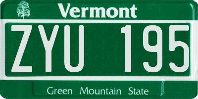 VT license plate ZYU195